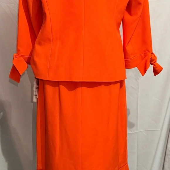 Le Suit Women's Bright Orange Skirt Set - Picture 4 of 6
